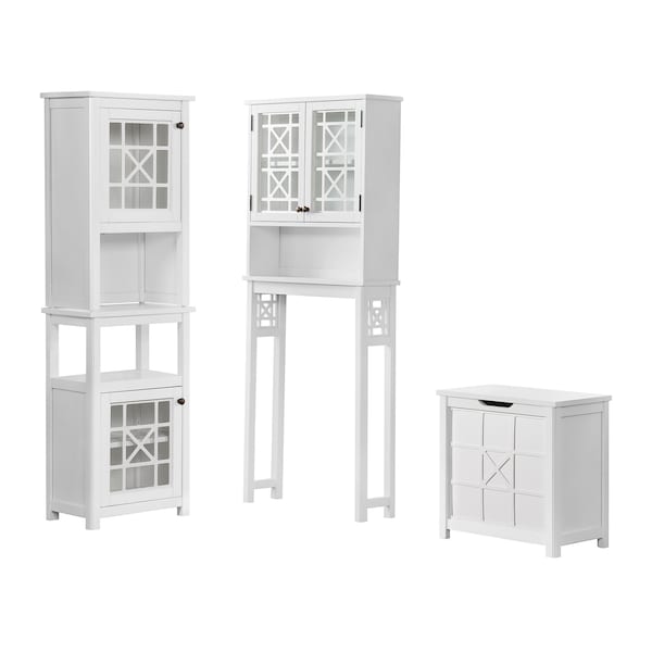 Alaterre Furniture Derby 5-Pc Bathroom Storage Set w/Over Toilet Shelf, Wall-Mnted Cabinet, Hamper, Floor Cabinet, Hutch ANDE724789WH - main